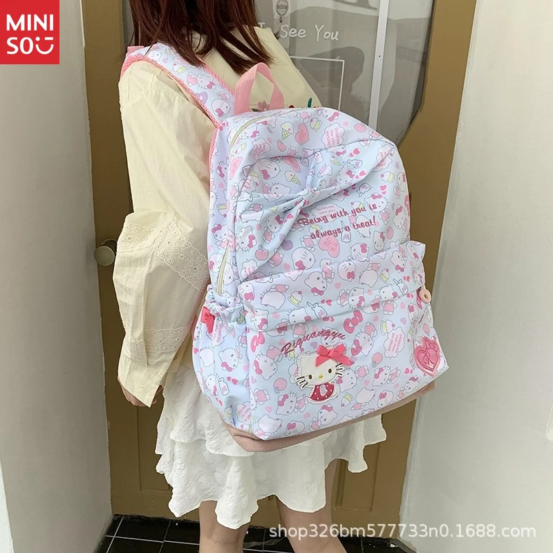 

Miniso Cartoon Backpack for Women, New Preppy School Bag, Cute Campus Bookbag for Students
