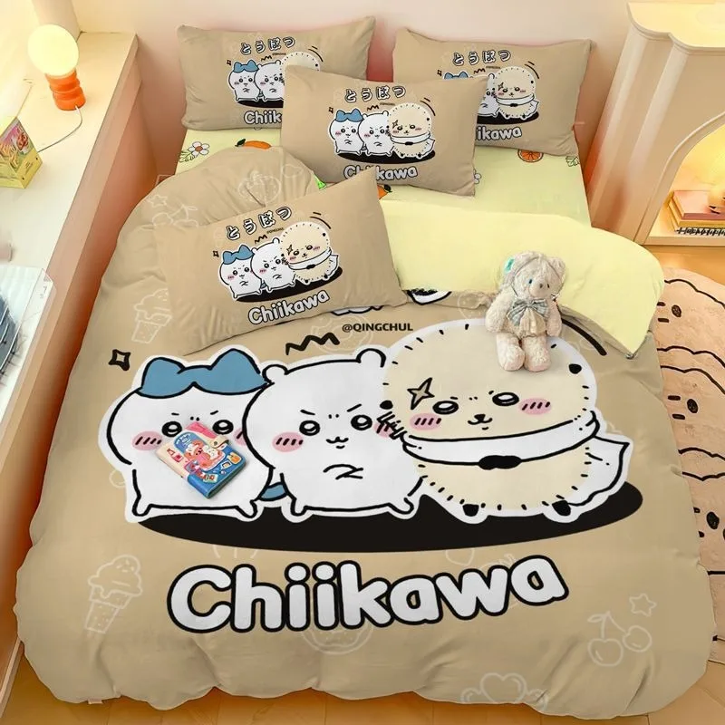 Princess Chiikawa Bed Cover Set,3d Disney Cartoon Usagi Bedding Set,Twin Size Bedding Sets King Quilt