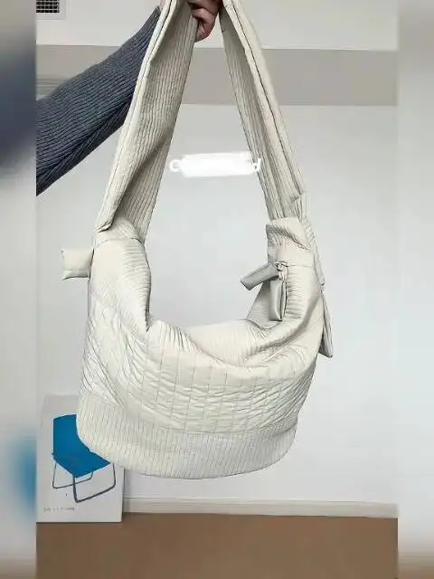 

Bloom Solid Beige Casual Shoulder Bags Purse Women Large Capacity 2025 New Soft Tote Bag Female Vintage Y2k Handbag Aesthetic