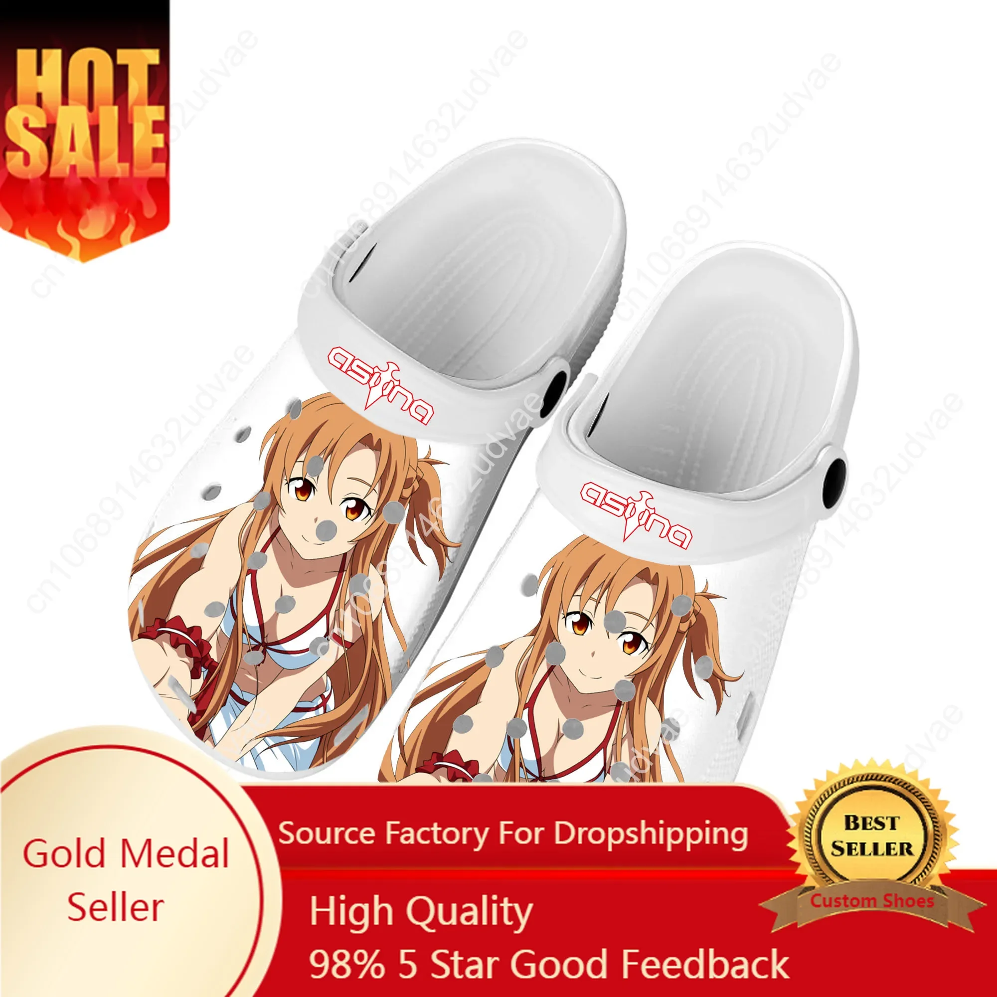 

Sword Art Online Cartoon Novel Asuna Home Clogs Custom Water Shoes Mens Womens Teenager Shoe Garden Clog Beach Hole Slippers