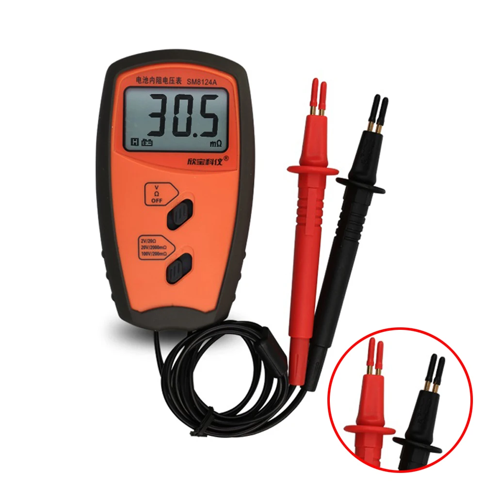 

Battery Internal Resistance Tester Voltmeter SM8124A Portable High Accuracy Battery Internal Resistance Meter Low Voltage Prompt