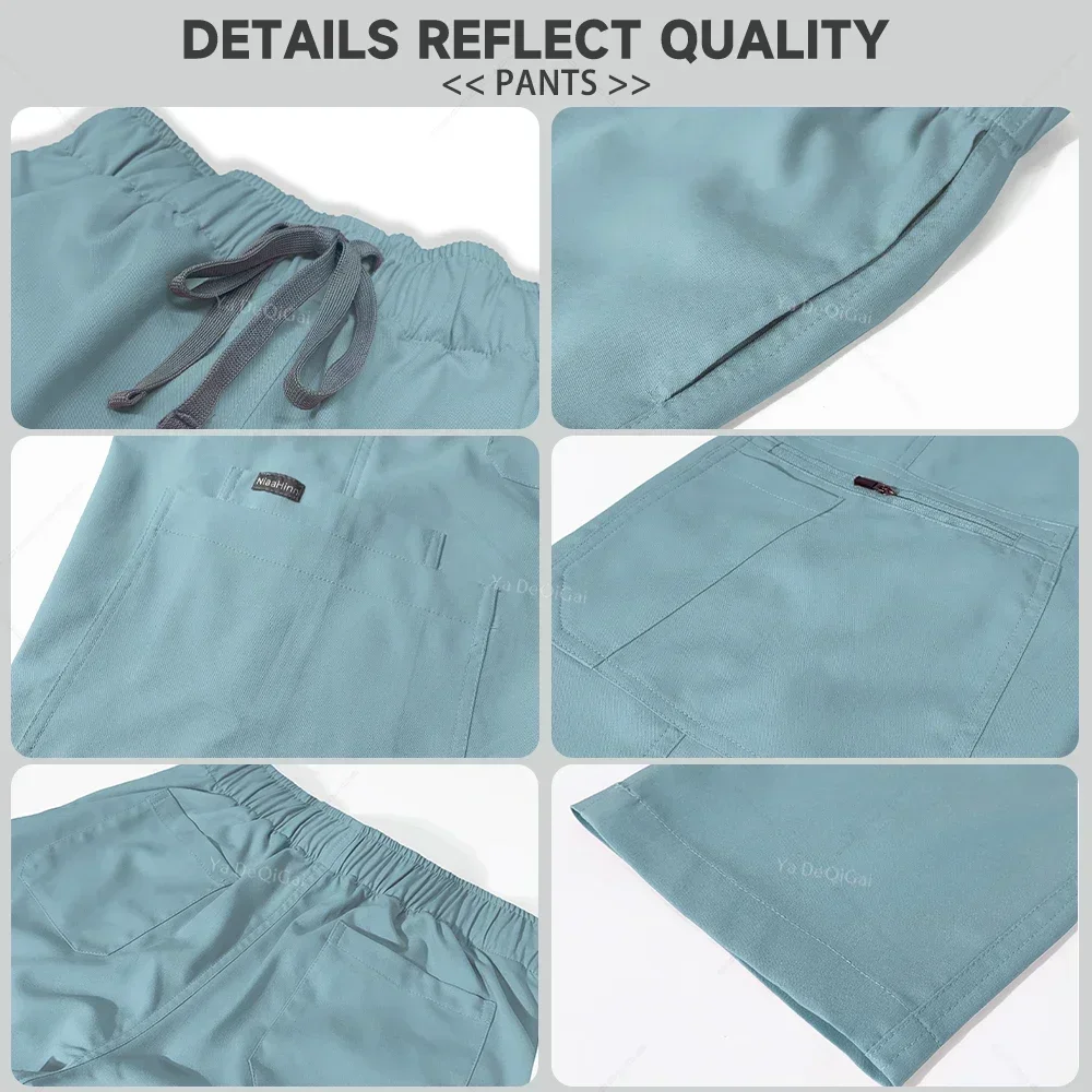 New Wholesale Operating Room Uniform Hospital Scrubs Set Medical Supplies Nurse Surgery Suit Workwear Top+Straight Pants