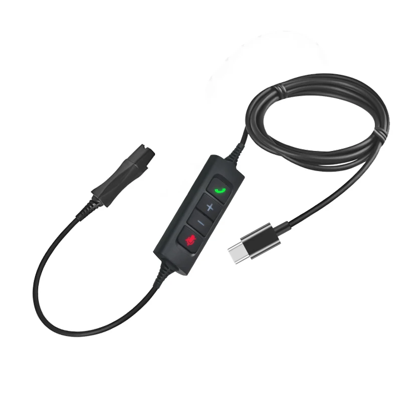 QD Call Center Headset Front-end Cable Connection Volume Adjustment Mute Noise Reduction Type-C Interface for Mobile Phones