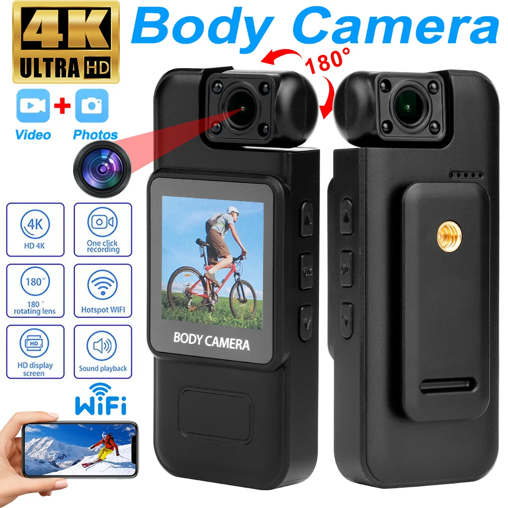 

4K HD WiFi Mini Camera Portable Digital Video Recorder Police Body Cam Infrared Night Vision Sports DV DVR 1080P Small Camcorder