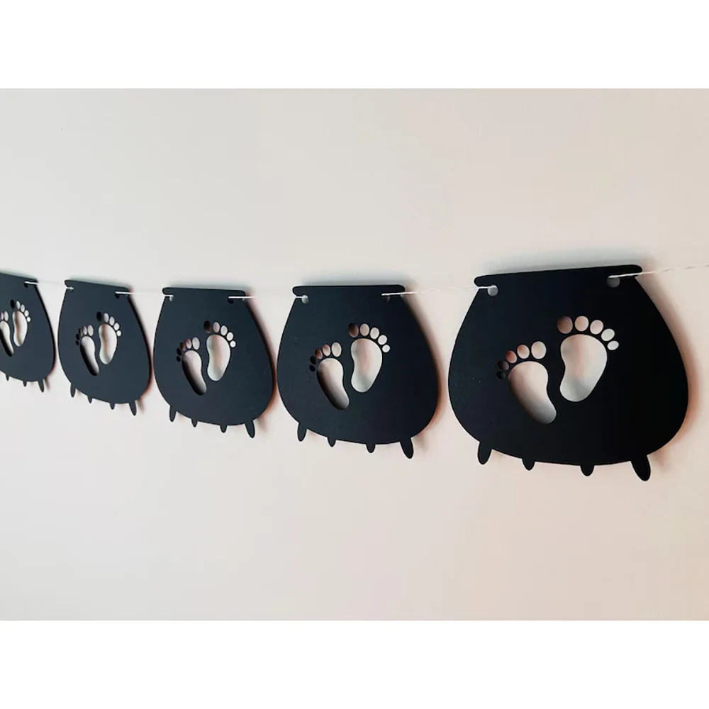 Baby-Fußkessel-Banner „A Little Boo Is Due“-Dekoration, Halloween-Babyparty-Momster, um Hexe zu sein, Baby-Kessel, Wimpelkette, Herbstdekoration – Detail 6