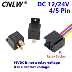1 PC 4/5 Pin 80A Waterproof Automotive Relay Socket Long Life Normally Open DC 12V/24V JD1914 JD2914 with Plastic Back for Car