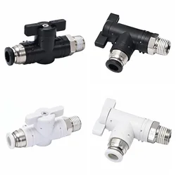 Handle Ball Valve Air Pneumatic Fitting Push In To Connect 4 6 8 10 12 14 16mm Tube 1/8