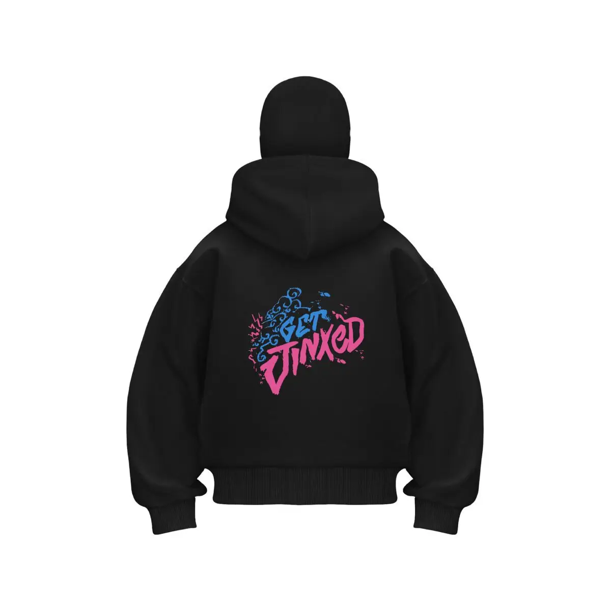 Get Jinxed design with splashy, fun lettering Balaclava Zip Hoodie Warm Outdoor Men's Winter Casual Sweatshirt