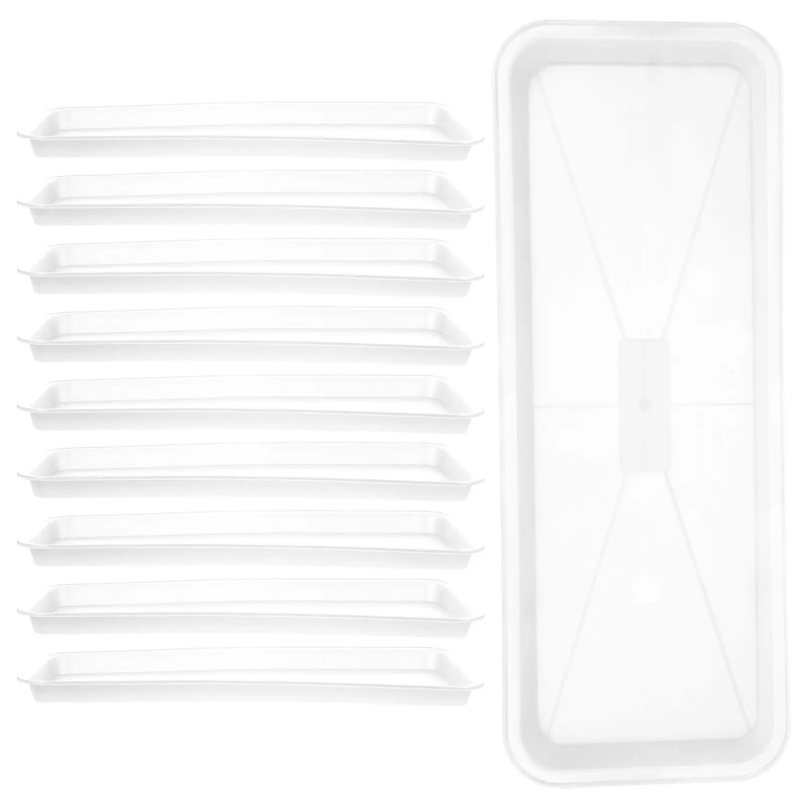 10pcs Heavy Duty Rectangular Plastic Plant Saucers – Water Catching Drip Trays for Indoor & Outdoor Potted Plants