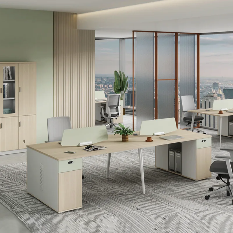 Light luxury staff office desk and chair combination simple Nordic financial screen table 4 manual office space