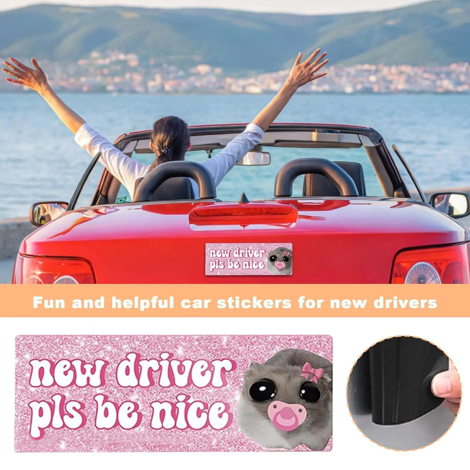 22x8cm Driver Magnet New Driver Sign Stickers for Cars Funny Animal Design for Driving Practice Safety Training Vehicle Bumper