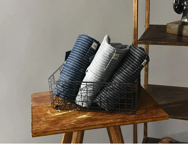 Outono inverno camisa masculina diariamente casual camisas quentes japão fino manga longa listrado lã superior lapela escovado camisa roupas grossas