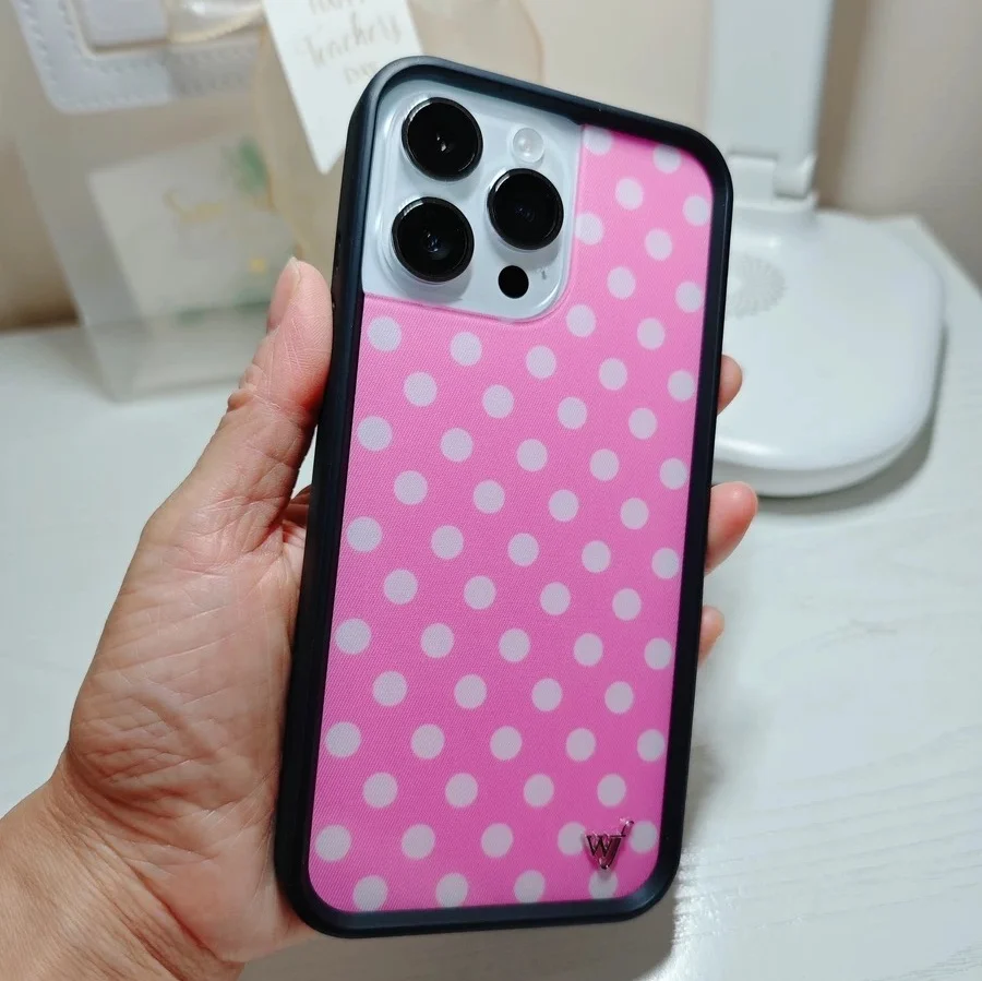 حافظة لهاتف آيفون 17 12 13 14 15 16 Pro MaX Plus wf باللون الأسود والأبيض منقط فتاة wf غطاء مضاد للسقوط #4