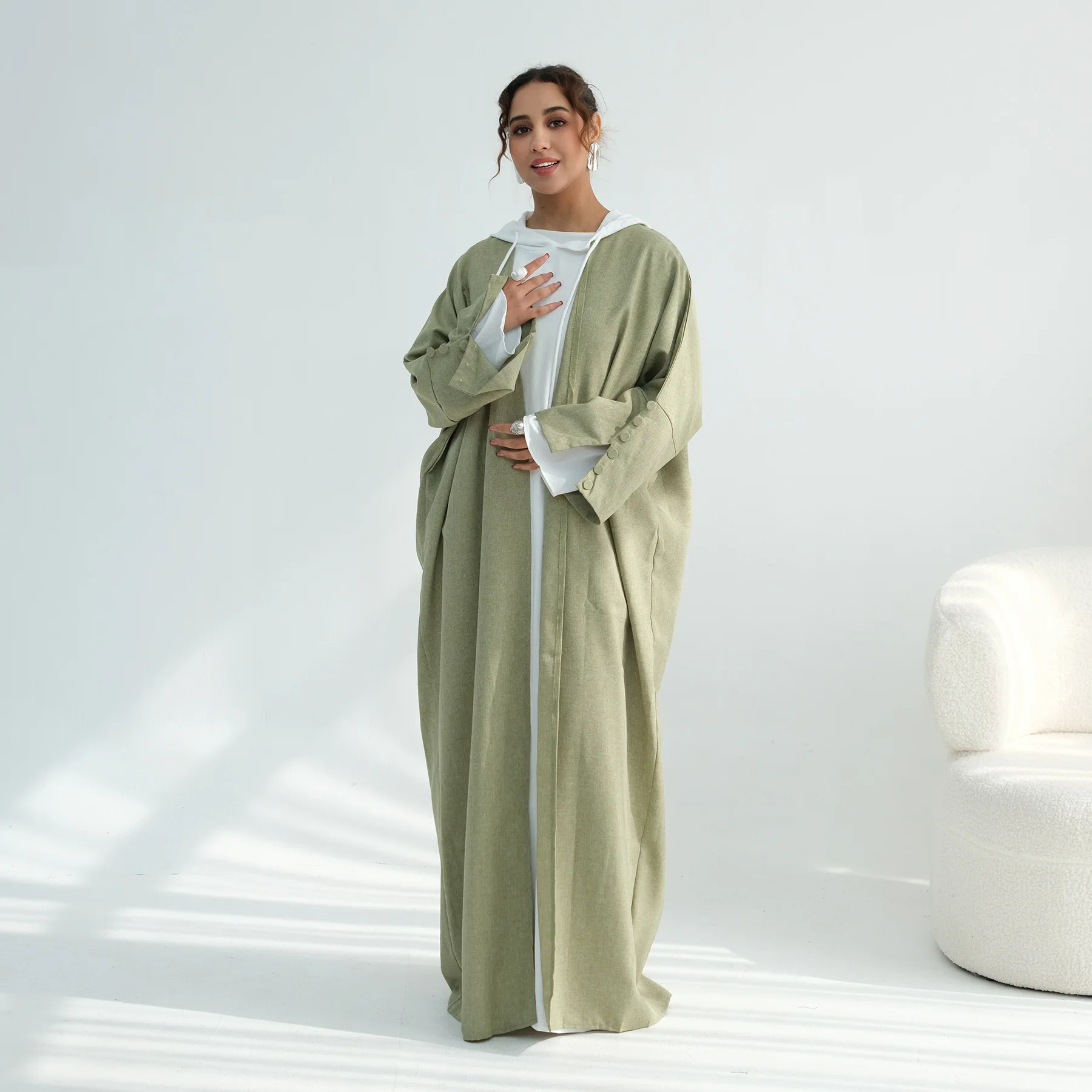 

Dubai Open Front Abaya Modest Muslim Dress For Women Kimono Cardigan Kebaya Caftan Marocain Femme Robe Islam Jalabiya Arab Gown