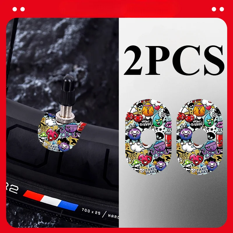2Pcs/sheet bicycle air nozzle sticker bicycle universal air nozzle fixed sticker road mountain wheel decorative sticker valve