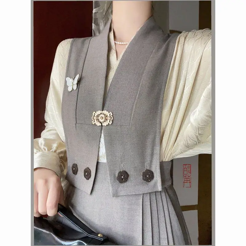 Korea Sets For Women 3 Pieces Elegant Cardign Suit Vest Coat Vintage Dress Sets Luxury Two Piece Set Women Outfit Autumer