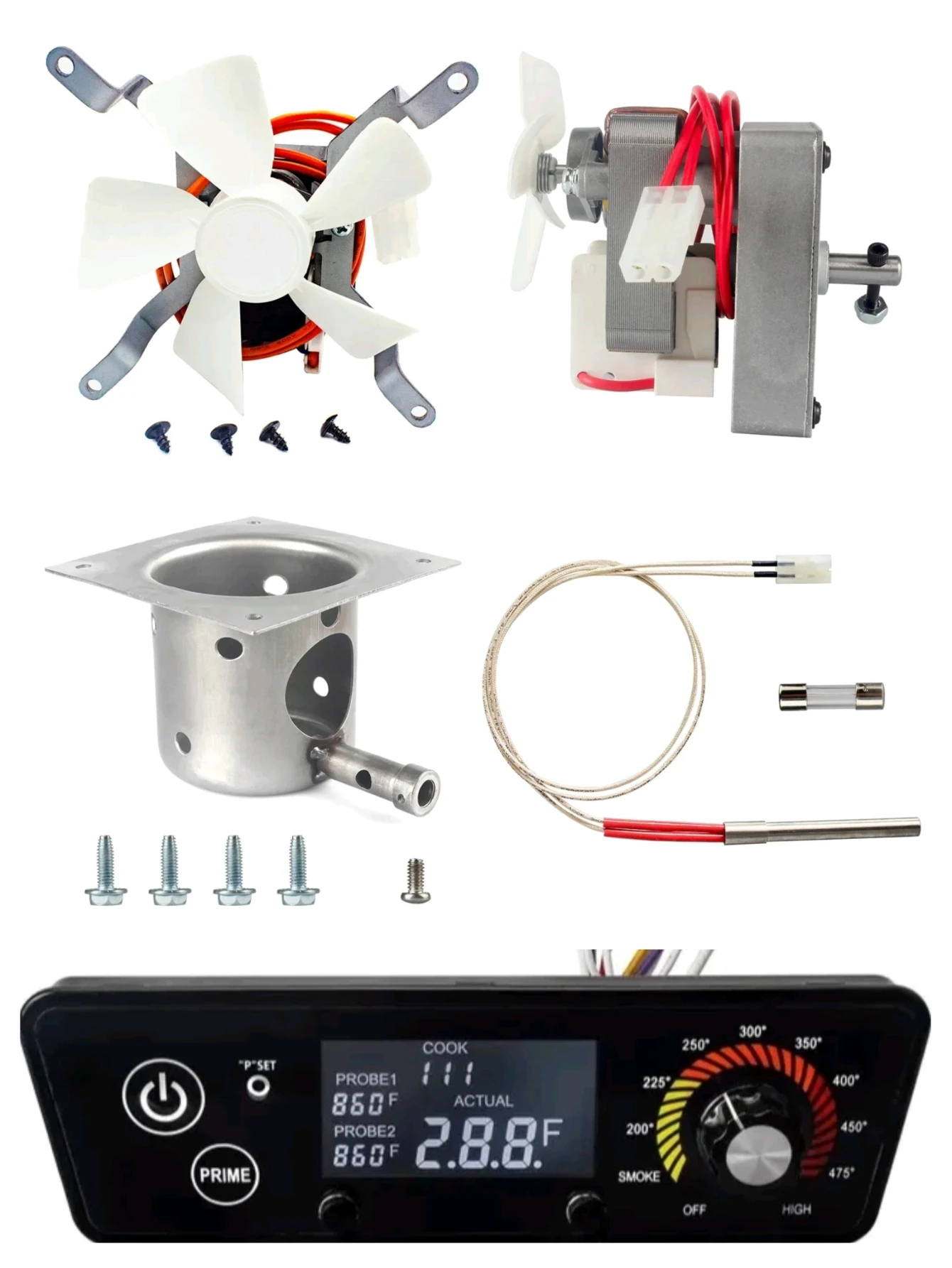 

Auger Motor Induction Fan Kit Fire Burn Pot Hot Rod Ignitor for Traeger Pit Boss Pellet Grill Parts