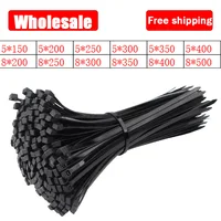 Venta al por mayor brida de Cable de nailon de plástico autoblocante negro 5*200mm anillo de sujeción de brida de Cable 8*400mm brida de Cable grande lazo de correa de envoltura con cremallera
