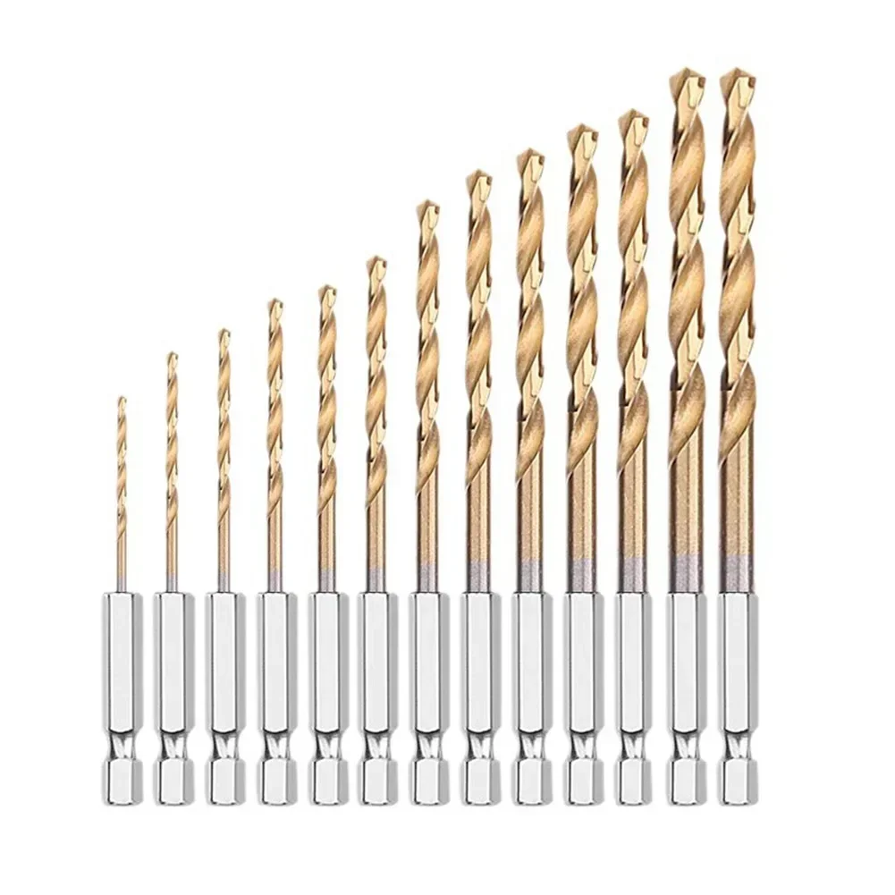 

13PCS Hexagonal Shank Drill Bit 1.5-6.5mm For Electric Screwdriver Tools Steel Hex Shank Drill Bit Titanium Coated Power Tool