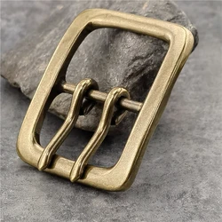 Belt Buckle 40mm Retro Brass Double Tongue Pin Belt Buckle For Men Belt DIY Accessories Leather Craft Man Belt Buckle BK0012