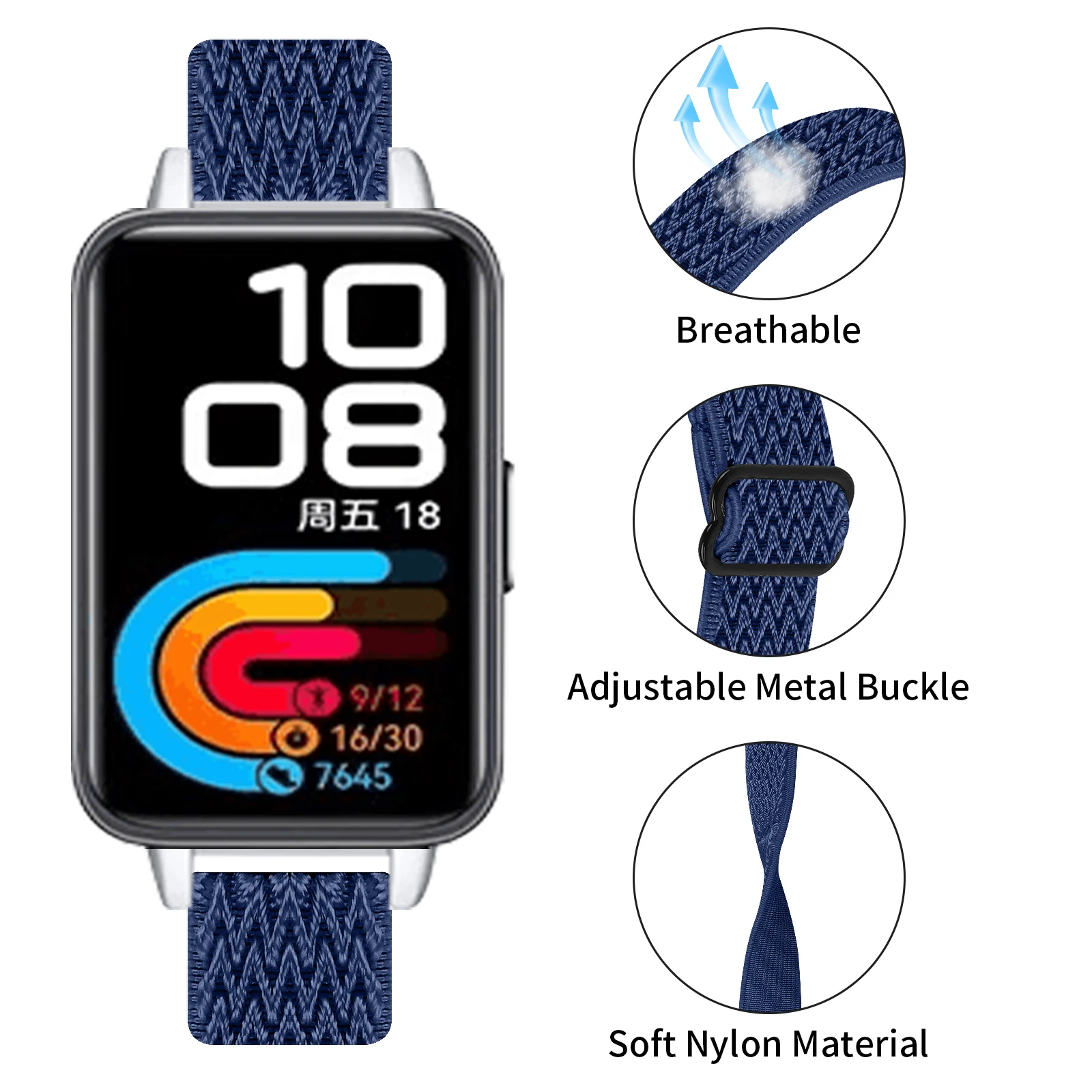 화웨이 밴드 10 나일론 시계줄 탄성 루프 스마트워치 스트랩 (화웨이 밴드 9 8 10 호환) 손목밴드 교체 액세서리