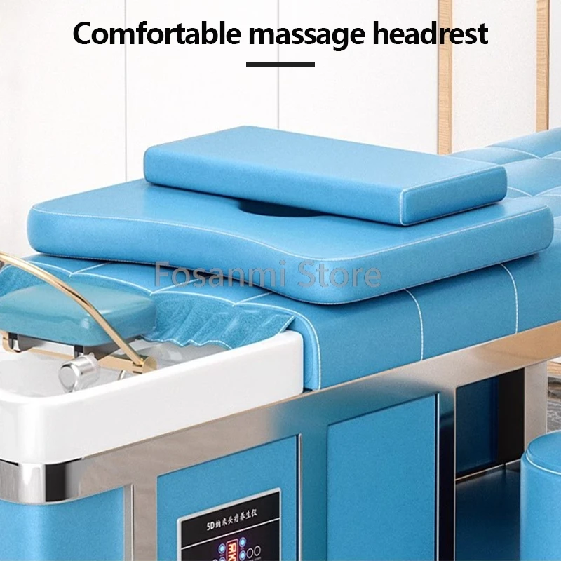 Head Spa Shampoo Bed With Water Heater Fumigation Constant Temperature Water Circulation Head Massage Hair Washing Bed For Salon