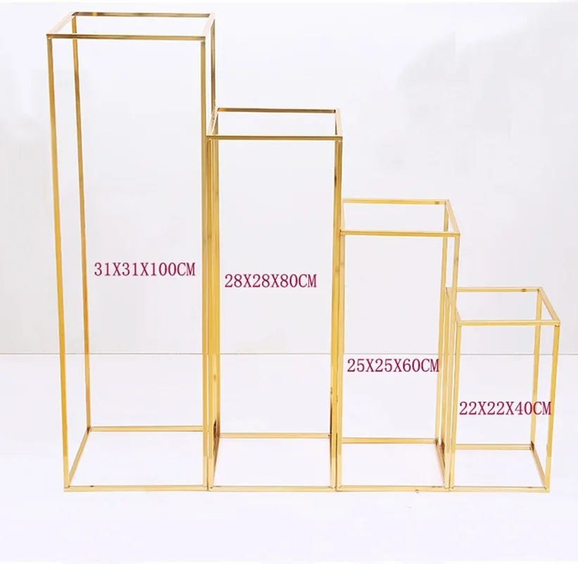 Gold wedding decoration 4pcs/set Iron geometric placed props road lead T station supplies rectangle wedding plinth