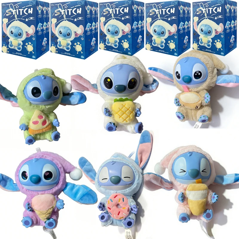 

2026 серия Disney Stitch Eat Something Before Sleep, виниловая плюшевая игрушка, коробка-сюрприз, модель, слепая коробка, коллекция брелок, одна коробка