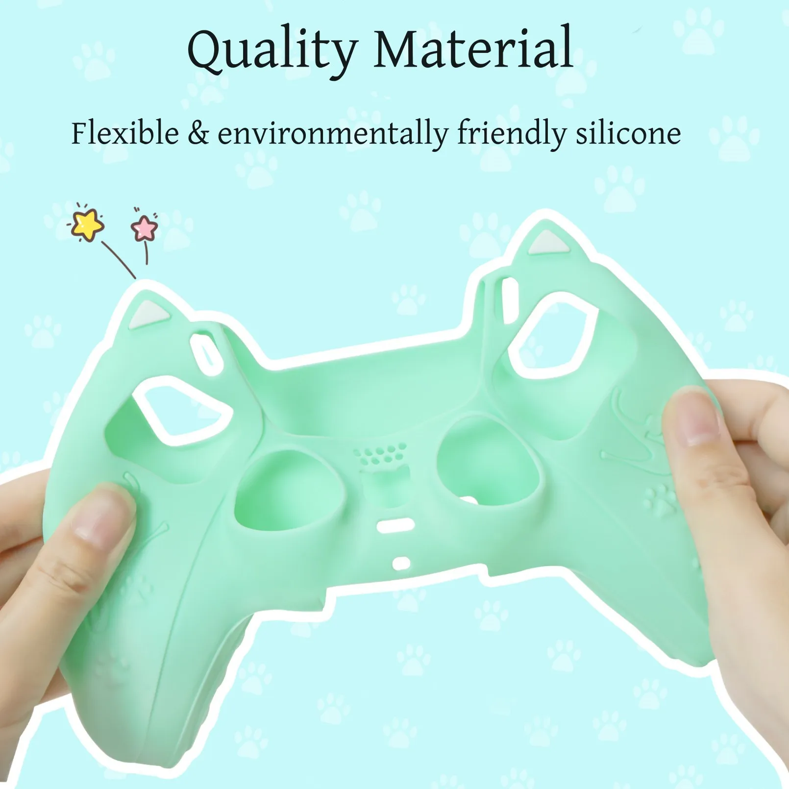 Lovely Cat Silicone Soft Protector Sticker Skin For Sony Playstation Dualsense 5 PS5 Controller Case Thumb Stick Grip Cap Cover