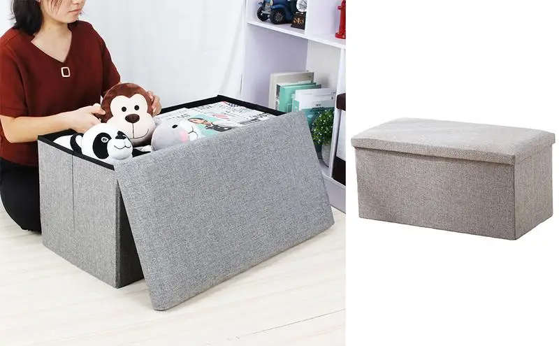 Storage Ottoman Bench Folding Footrest Shoe Bench Multifunctional Home Storage Box Shoe Stool Toy Storage Organizer Box