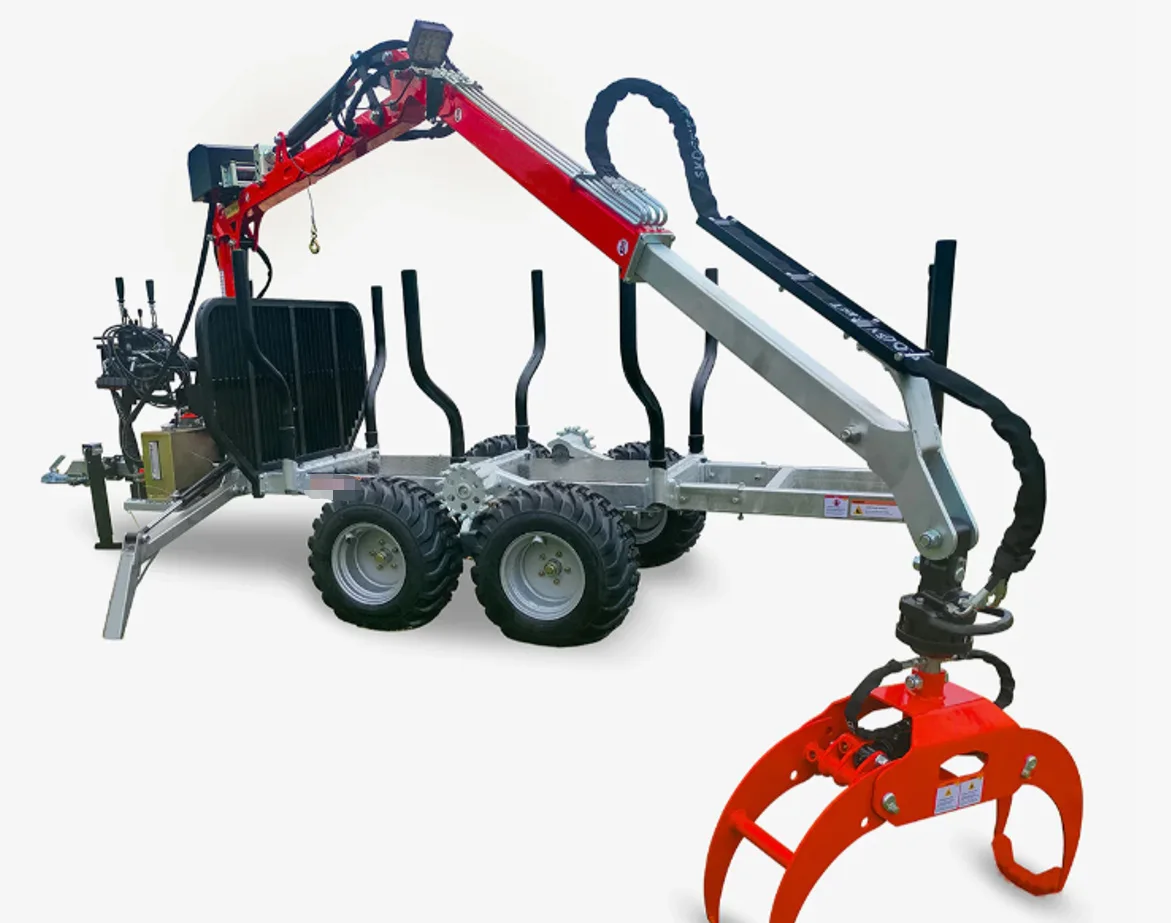 4X4 hydraulic wood grab loader with boom, lifting capacity 200kg, suitable for farm forestry