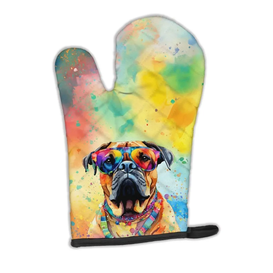 

Bullmastiff Hippie Dawg Oven Mitt Heat Resistant Thick Oven Mitt for Hot Pans and Oven Kitchen Mitt Protect Hands Cooking Bakin
