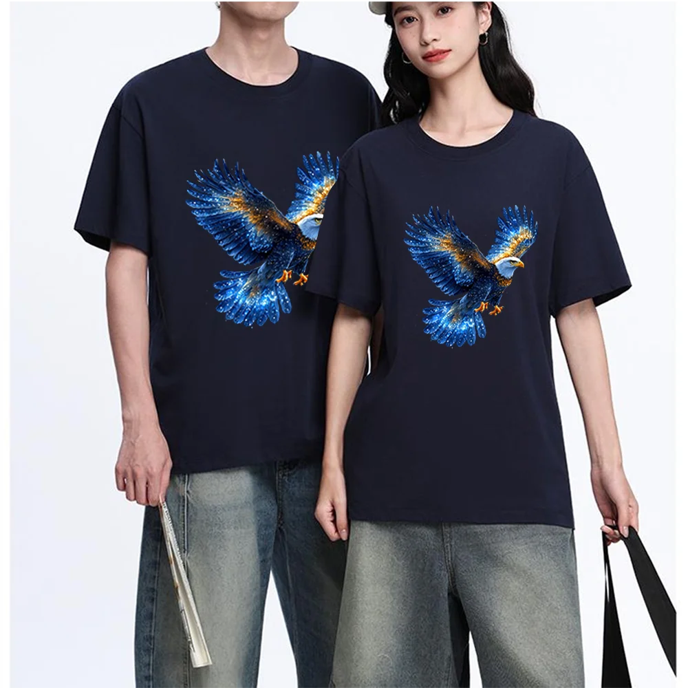 Galaxy Eagle Printed T Shirt Breathable Fabric S-XXL Personalized Custom Casual Short Sleeve Tee Aesthetic Graphic Top Unisex Fi