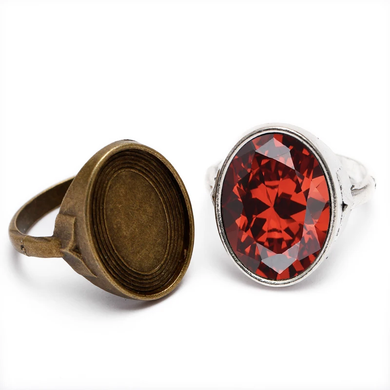 

20pcs Vintage Style Antique Silver/Antique Bronze Oval Ring Fit Inner 18x13mm Ring Base Jewelry Making