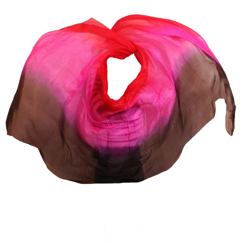 100% Silk High Quality 1pc Dance Veil Handmade Natural Silk Belly Dance Veil Black+rose+red Color 250*114 Cm Dance Accessories