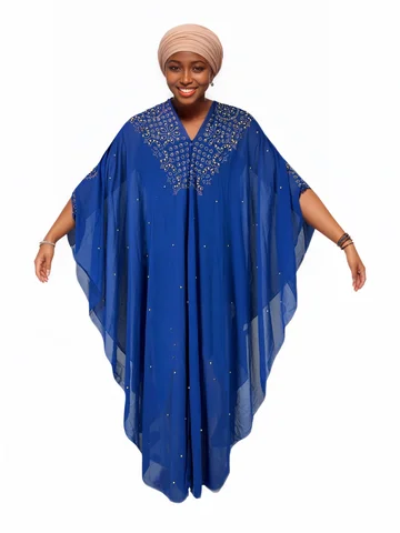 Brilliant Diamond African Clothing Loose Robe Ethnic Style Oversized Gown for Women Unique Cultural Fashion