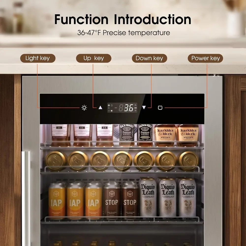 Undercounter Beverage Refrigerator Cooler Drink Fridge Glass Door