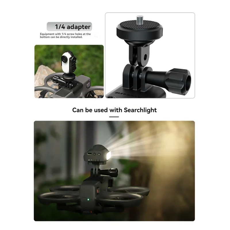 SUNNYLIFE For DJI Avata 2 Camera Top Bracket Sports Action Camera Adapter Led Light Mount Clamp Holder-X64A