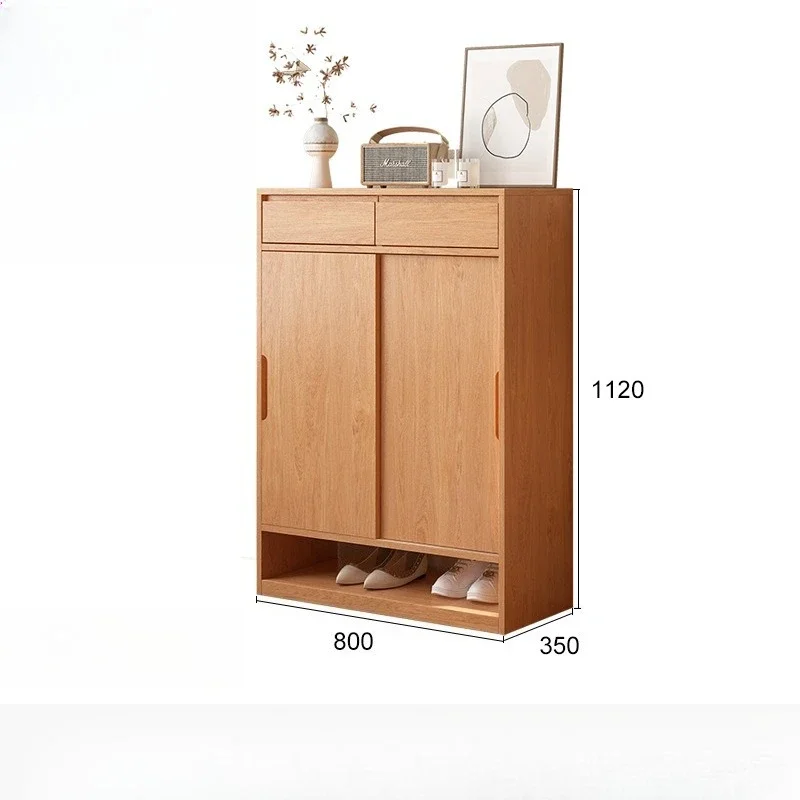 

All solid wood sliding door shoe cabinet household door indoor modern simple small apartment oak living room storage entrance