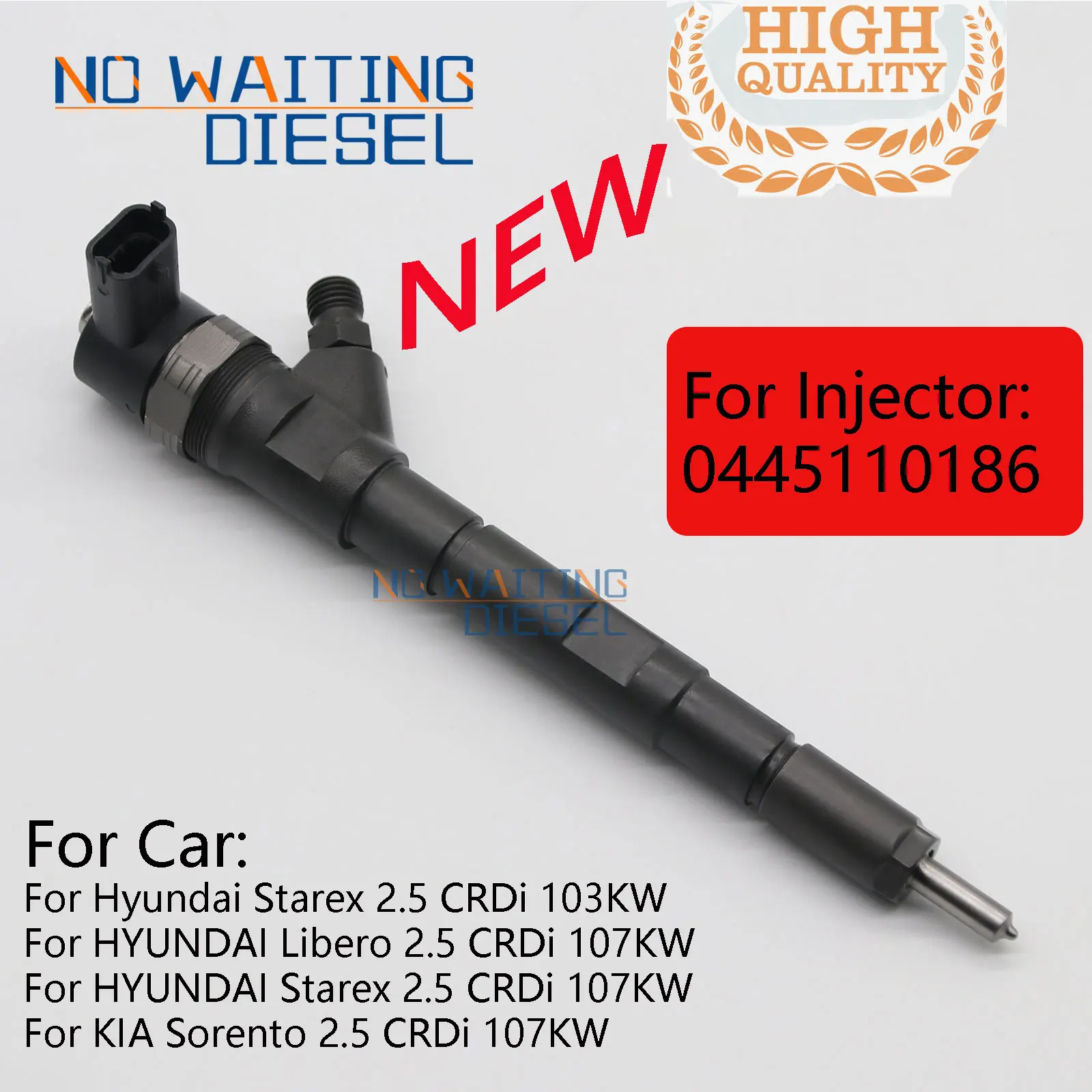 

0445110186 Common Rail injector 0 445 110 186 Fuel Injection Systems 33800-4A100 For Hyundai Starex 2.5 CRDi 103KW