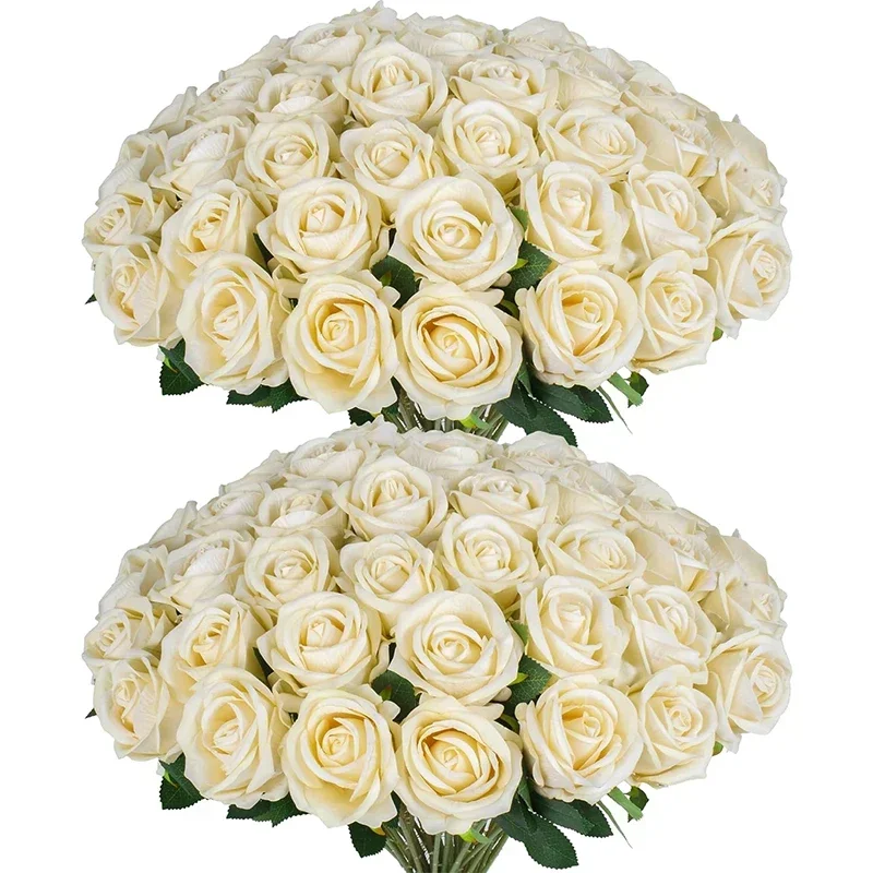 50 Stück künstliche Rosen aus Samt, fühlen sich echt an, künstliche Rosen, Blumen für Valentinstag, DIY, Hochzeitsstrauß, Party, Heimdekoration