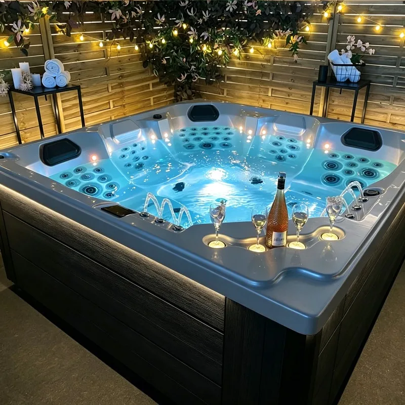 Best Whirlpool Bathtub 2026 Outdoor Spa Hot Tub Big Freestanding 6 Person Massage Bathtub with Special Color for Garden Villa