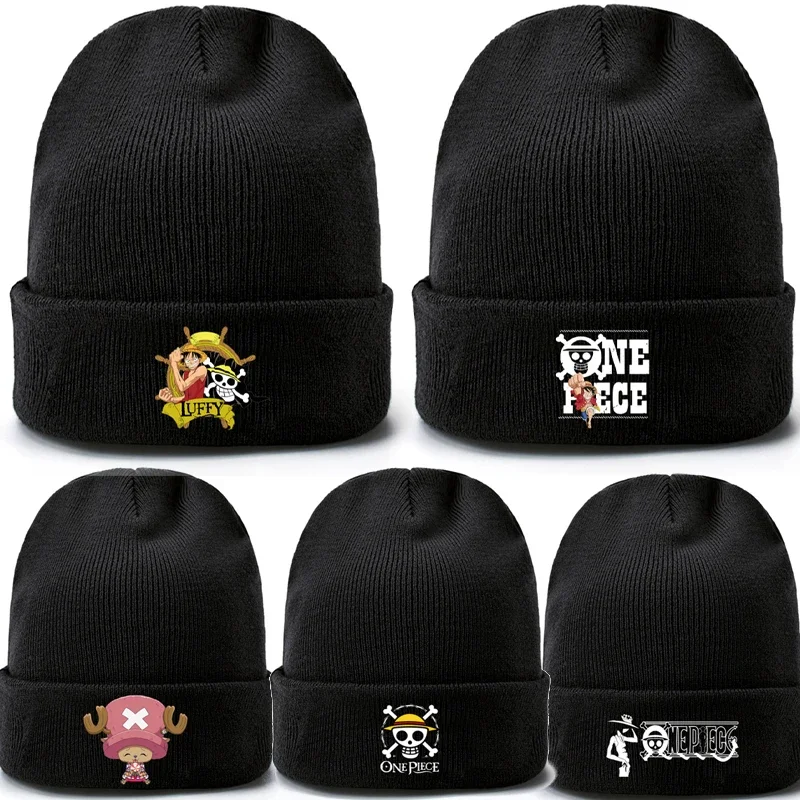 ONE PIECE Luffy Beanie Hats Anime Kids Brimless Hat Cartoon Hip Hop Cosplay Brimless Hat Men Skullcap Bonnet Hat Knitted Caps