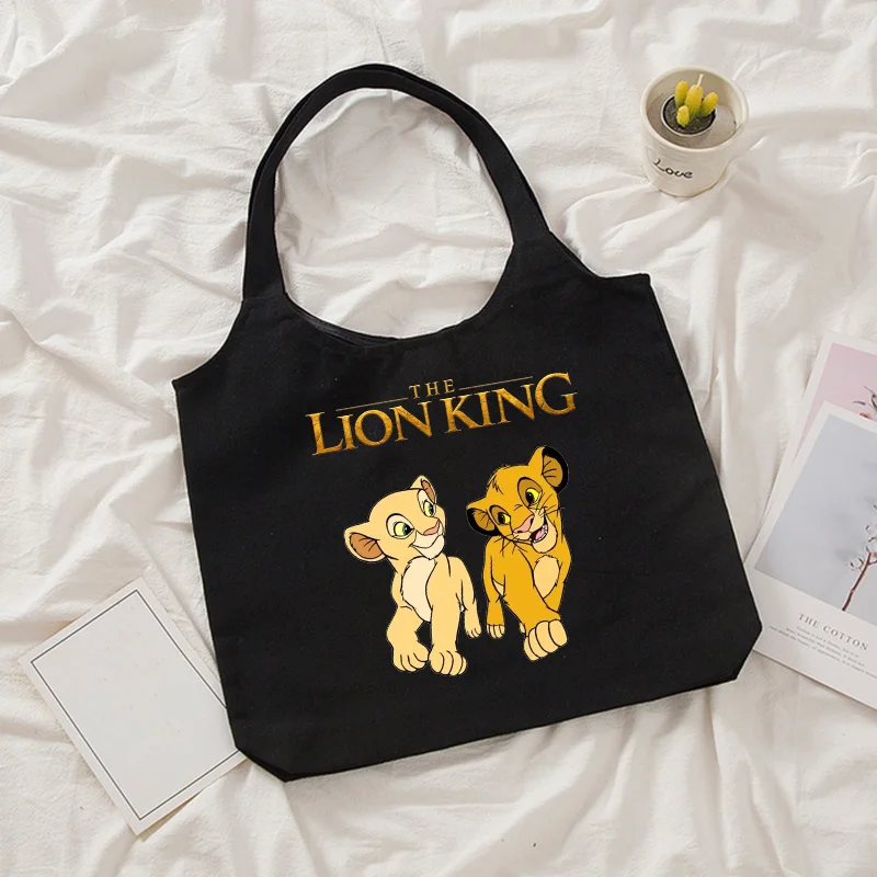 Bolso de compras con estampado de El Rey León para mujer, bolso de hombro de lona de Disney, de gran capacidad, ecológico