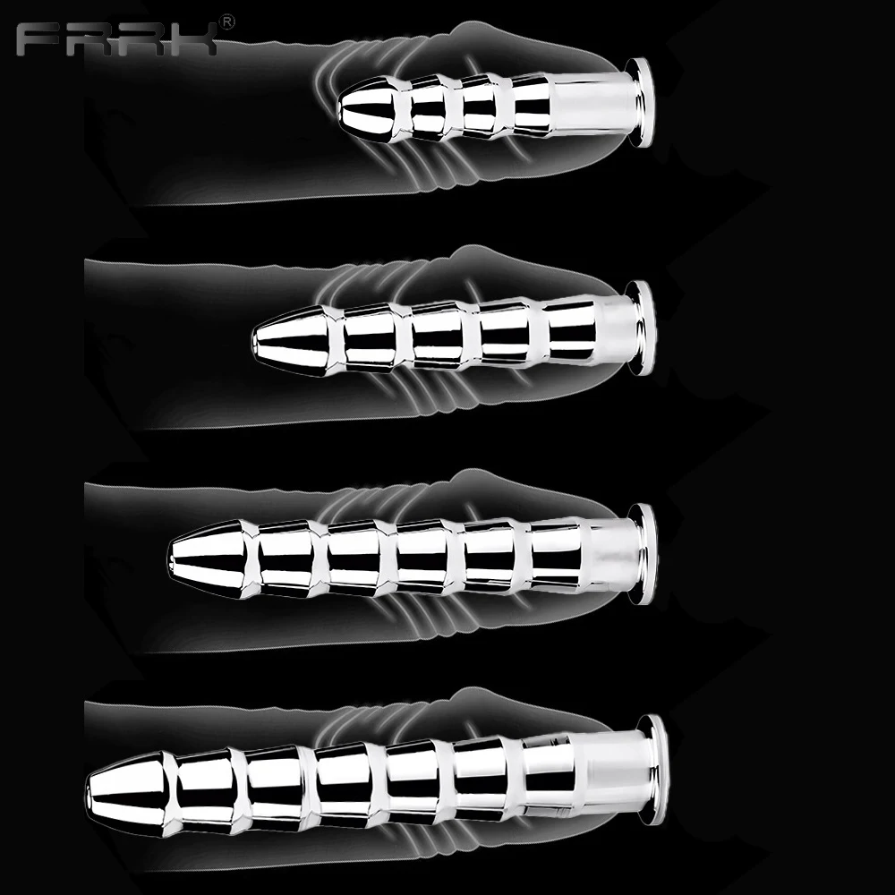 FRRK Metal Sounding Urethral Catheter Dilator Horse Eye Stimulation Adult Sex Toys for Men Steel Penis Plug Male Masturbator