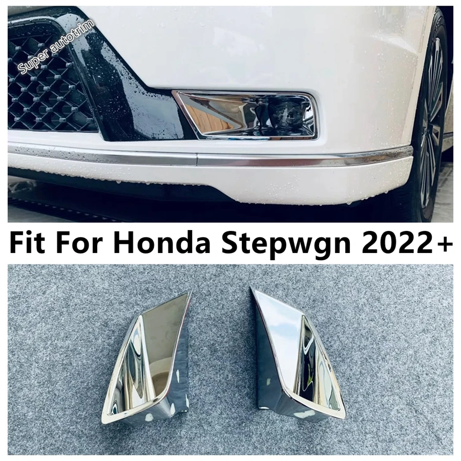 

Front Bumper Fog Light Lamp Frame Decorative Sequins Cover Trim For Honda Stepwgn 2022 2023 2024 ABS Chrome Accessories Exterior