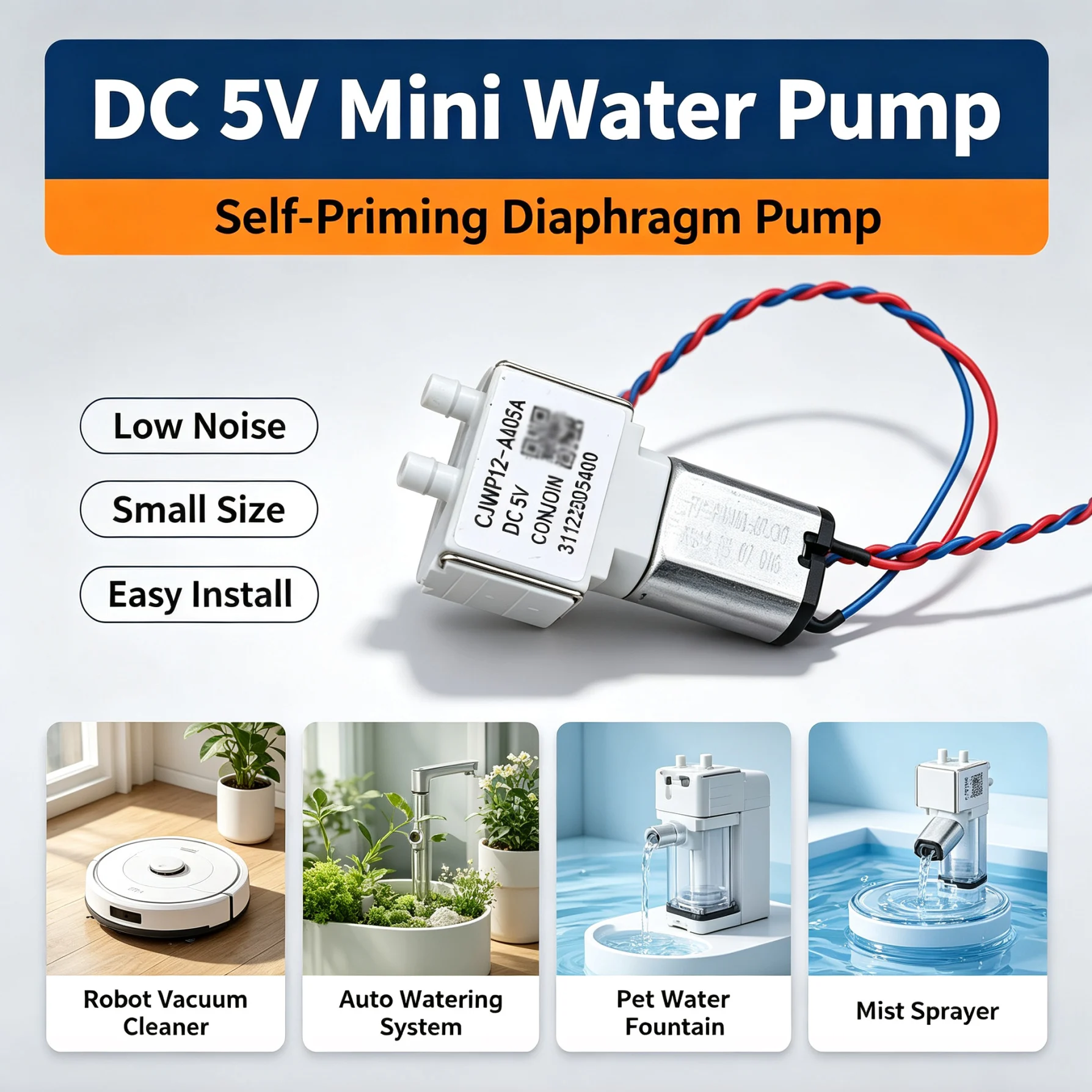 CJWP12 030 Mini Diaphragm Pump DC5V-6V Self-priming Liquid Suction Motor
