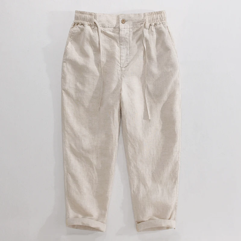 

High Quality Summer 80%Lyocell 20%Linen fabric Men's Casual Pants Baggy Comfy Stylish Versatile Trousers Male