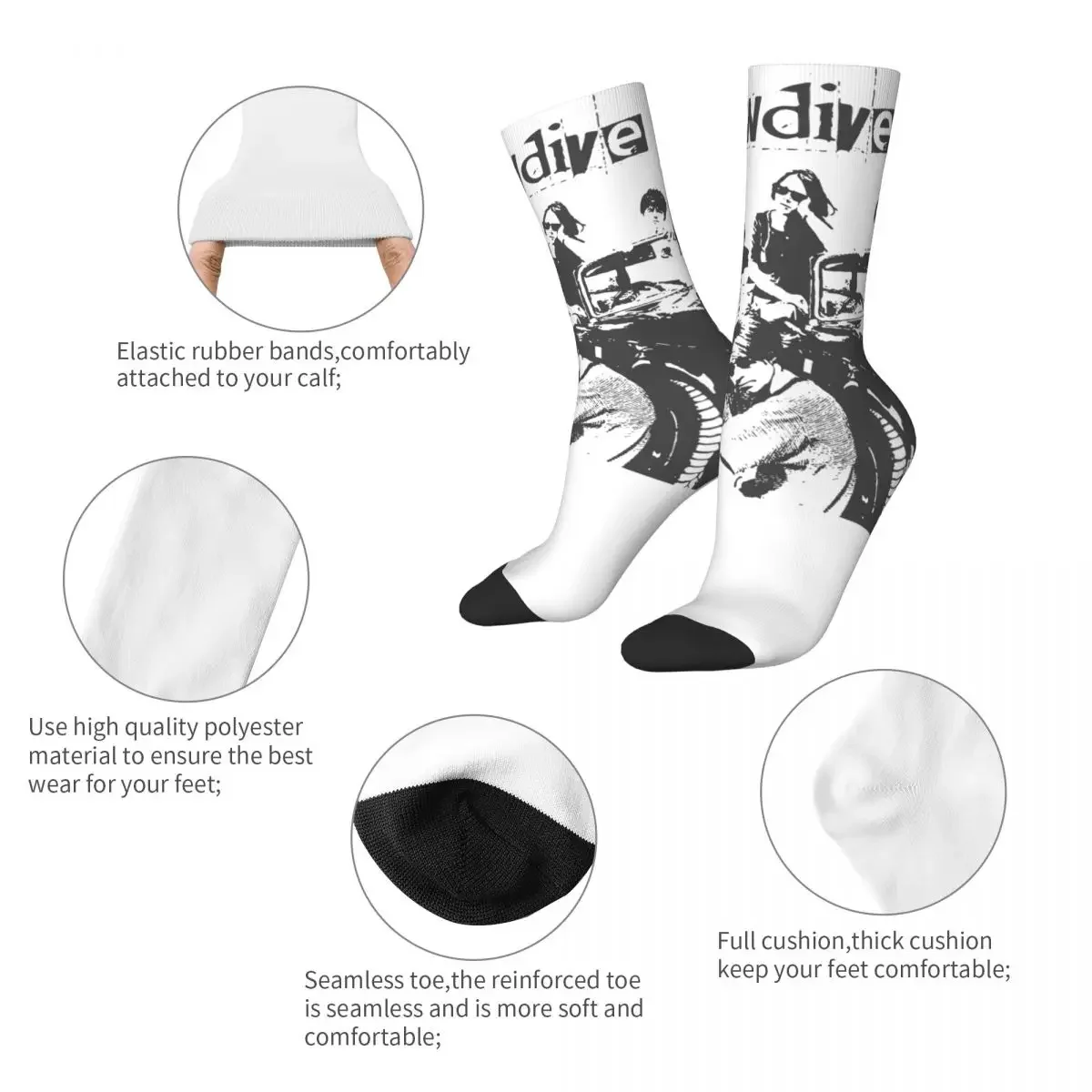 Autumn Winter Harajuku Men Women Slowdive Socks Music Skateboard Socks Breathable Basketball Socks