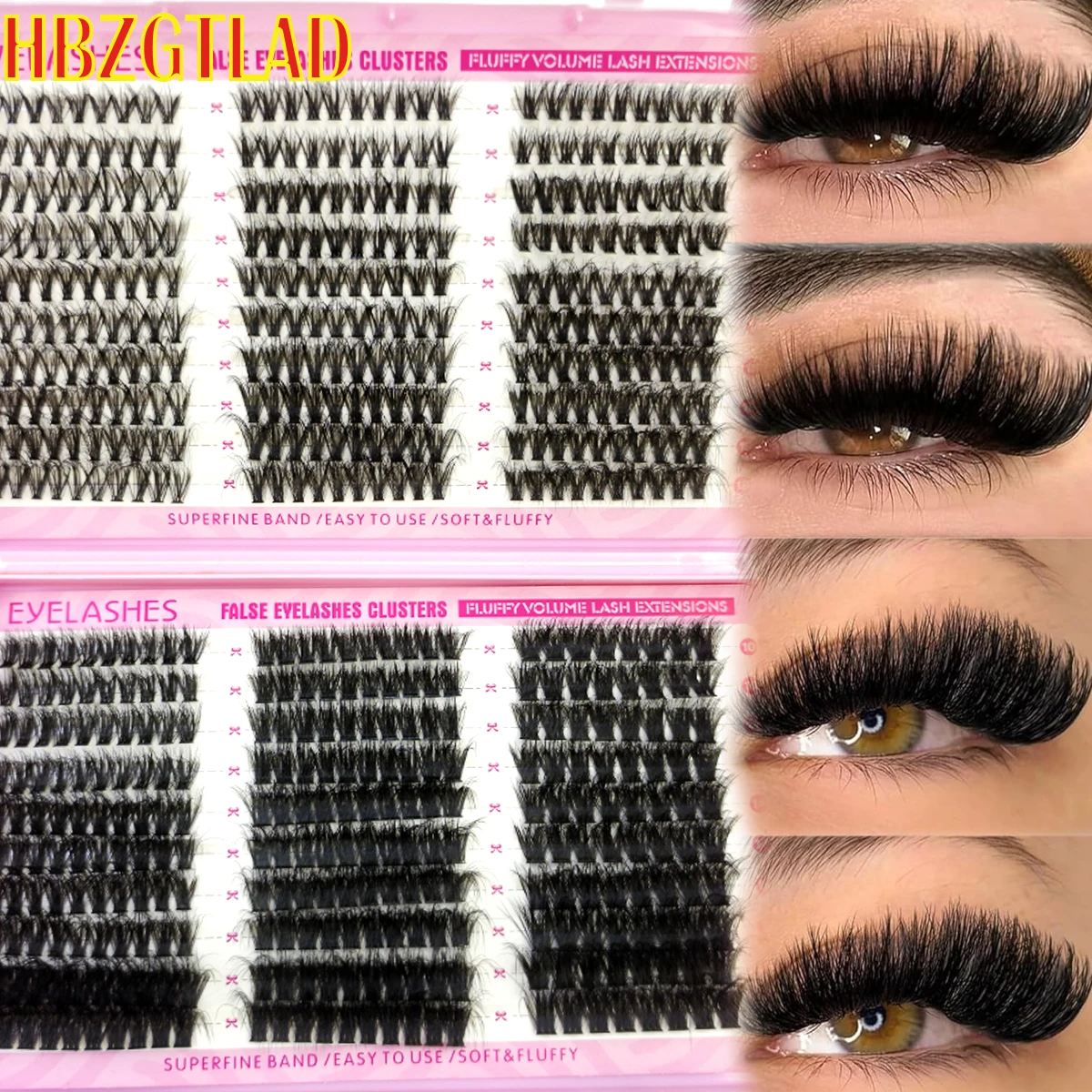 HBZGTLAD 30P-100P Bandeja Mixta de Extensiones de Pestañas DIY, Racimos de Pestañas, Volumen Esponjoso, Pestañas Individuales, Extensiones de Pestañas de Ojo de Gato